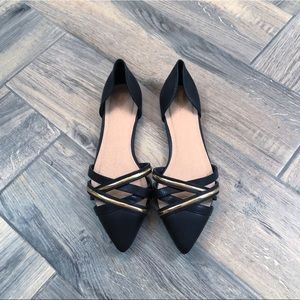 Cato Black Gold Pointed Toe Flats NWOB